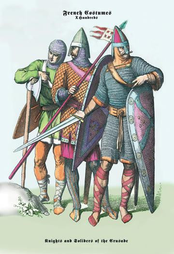 French Costumes: Knights and Soldiers of the Crusades 24x36 Giclee