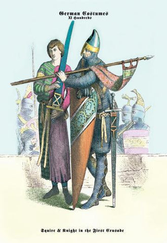 German Costumes: Squire and Knight in the First Crusade 24x36 Giclee