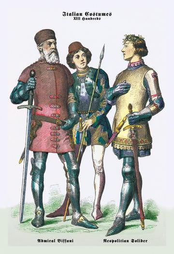 Italian Costumes: Neopolitan Soldiers 24x36 Giclee