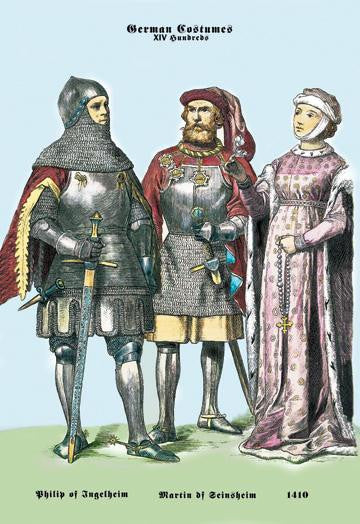 German Costumes: Philip of Ingelheim and Martin of Seineheim 24x36 Giclee