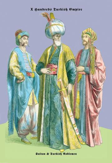 Turkish Noblemen & Sultan  11th Century 24x36 Giclee