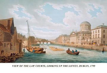 View of the Law Courts  Looking Up the Liffey  Dublin  1799 24x36 Giclee