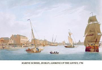 Marine School  Dublin  Looking Up the Liffey  1796 24x36 Giclee