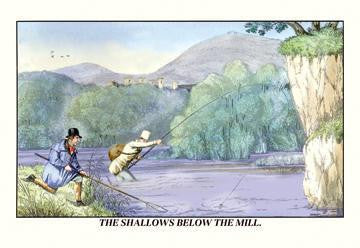 Fishing the Shallows Below the Mill 24x36 Giclee