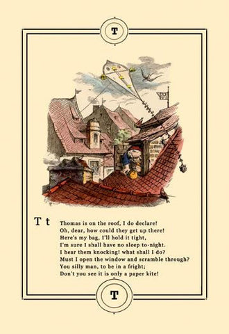 Little Lily&#39;s Alphabet: Thomas is on the Roof 24x36 Giclee