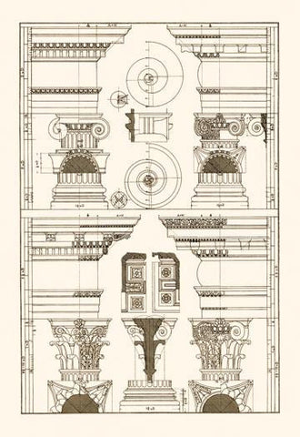 Pediments of the Renaissance 24x36 Giclee