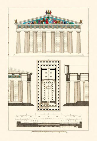 The Parthenon at Athens  Polychrome 24x36 Giclee