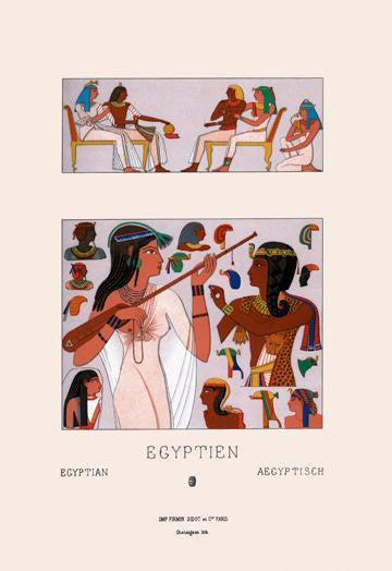 Egyptian Headdresses and Hairstyles 24x36 Giclee