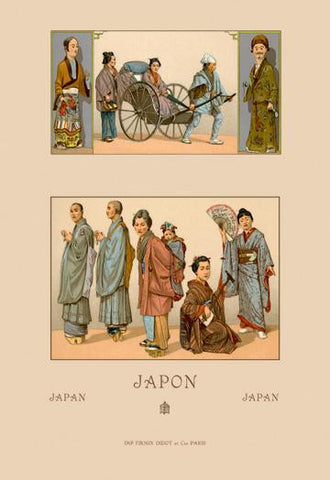 Japanese Civil Costumes and Transportation 24x36 Giclee