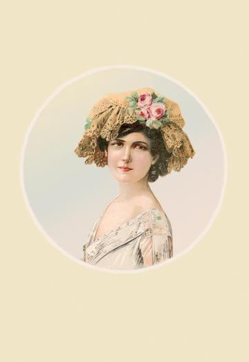 Rose and Lace Cap 24x36 Giclee