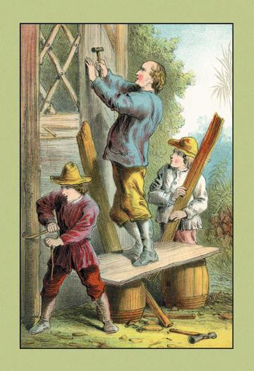 The Swiss Family Robinson: Repairing a Falcon&#39;s Nest 24x36 Giclee