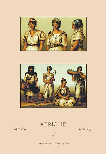 A Variety of African Costumes #1 24x36 Giclee