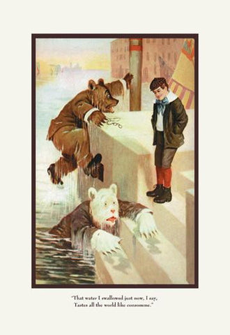 Teddy Roosevelt&#39;s Bears: Teddy B and Teddy G in the Water 24x36 Giclee