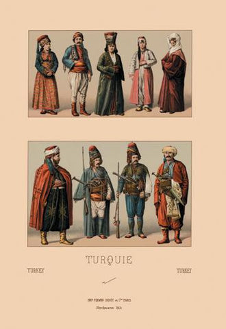 A Variety of Turkish Costumes #1 24x36 Giclee