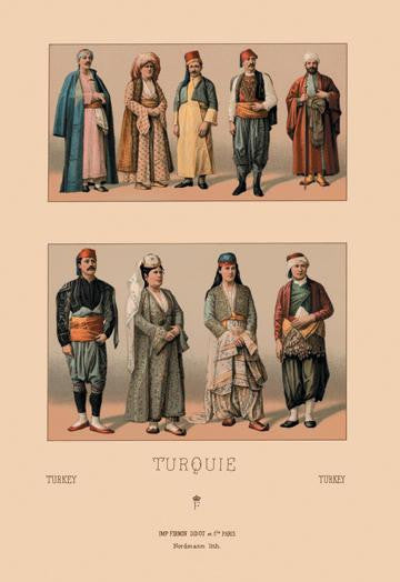 A Variety of Turkish Costumes #2 24x36 Giclee