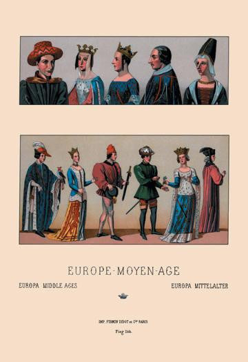 Civil Costumes of the French Nobility  1364-1461 #1 24x36 Giclee