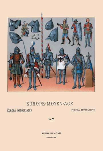 An Assortment of Medieval Armor  c.1350-1460 24x36 Giclee