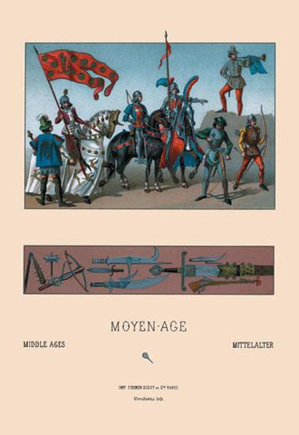 French Military Costumes and Weapons  1439-1450 24x36 Giclee