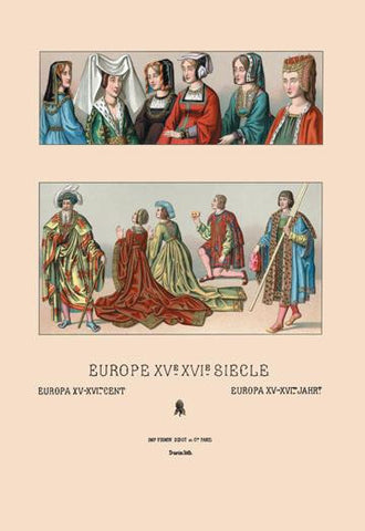 A Variety of French Fashions  1485-1510 24x36 Giclee