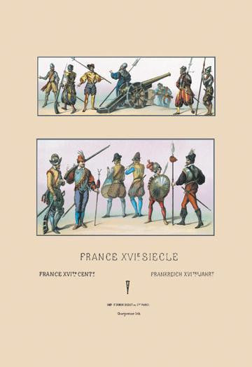 French Military Costumes  1559-1572 24x36 Giclee