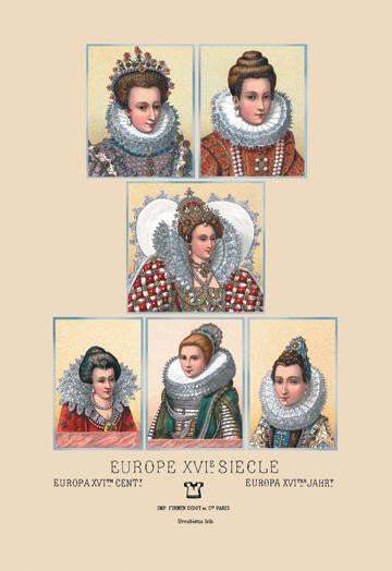 Feminine Fashions of the European Aristocracy  Sixteenth Century #2 24x36 Giclee