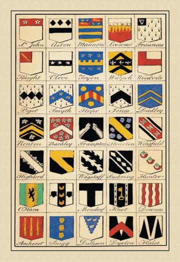 Examples of Blazonry - St. John  Aston  Manners  et al. 24x36 Giclee