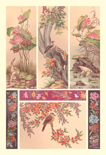 Chinese Bird Panels 24x36 Giclee