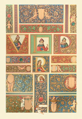 Renaissance Design with Letters 24x36 Giclee