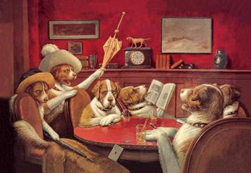 Dog Poker - This Game Is Over 28x42 Giclee on Canvas