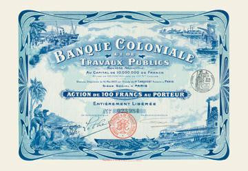 Banque Coloniale et de Travaux Publics 28x42 Giclee on Canvas