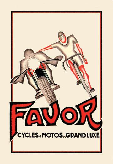 Favor Cycles and Motos de Grand Luxe 28x42 Giclee on Canvas