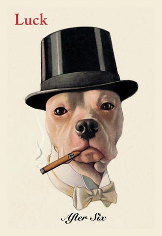 Dog in Top Hat Smoking a Cigar 28x42 Giclee on Canvas