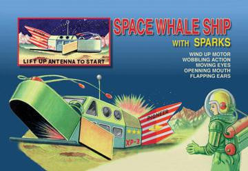 Space Whale Ship with Sparks 28x42 Giclee on Canvas