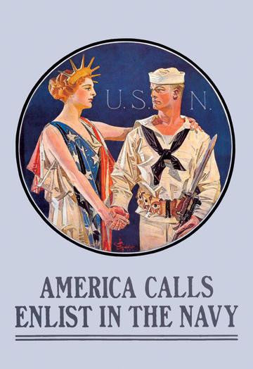 America Calls - Enlist in the Navy 28x42 Giclee on Canvas