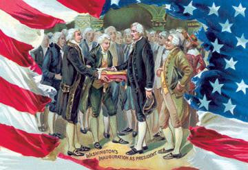 Washington&#39;s Inauguration as President 28x42 Giclee on Canvas