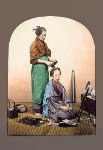 Woman having Her Hair Done 28x42 Giclee on Canvas