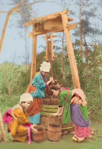 Washing Rice at the Well 28x42 Giclee on Canvas