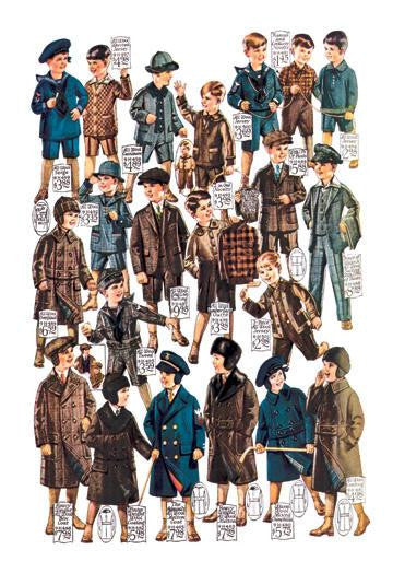 Little Boys Modeling Garments 28x42 Giclee on Canvas