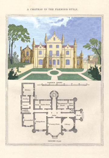 A Chateau in the Flemish Style 28x42 Giclee on Canvas