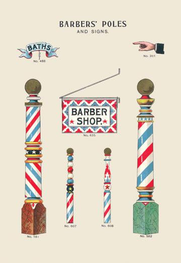 Barbers&#39; Poles and Signs 28x42 Giclee on Canvas