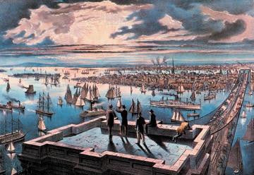 New York Harbor at Sunset 28x42 Giclee on Canvas