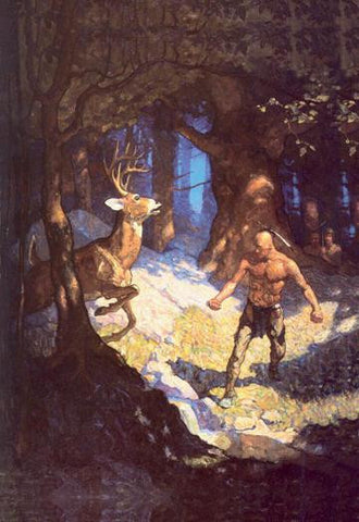 Inncus Slays the Deer 28x42 Giclee on Canvas