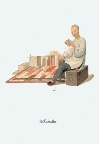 A Book Seller 28x42 Giclee on Canvas