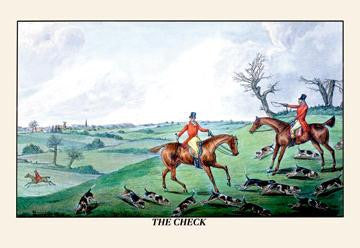 Fox Hunters and Hounds in an Open Field 28x42 Giclee on Canvas