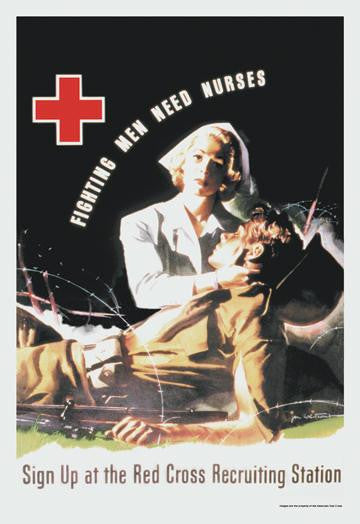 Fighting Men Need Nurses: Sign Up at the Red Cross Recruiting Station 28x42 Giclee on Canvas