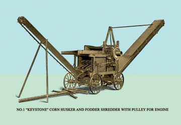 No. 1 Keystone Corn Husker and Fodder Shredder with Pulley for Engine 28x42 Giclee on Canvas