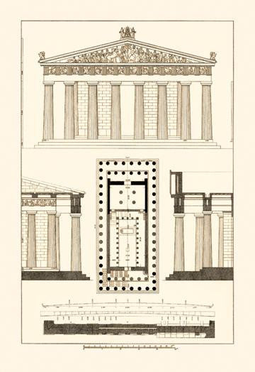 The Parthenon at Athens 28x42 Giclee on Canvas