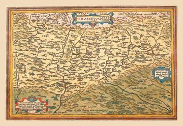 Map of Transylvania 28x42 Giclee on Canvas