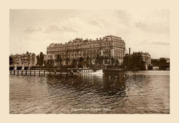 Amstel met Amstel Hotel  Amsterdam 28x42 Giclee on Canvas