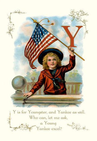 Y is for Youngster and Yankee 28x42 Giclee on Canvas